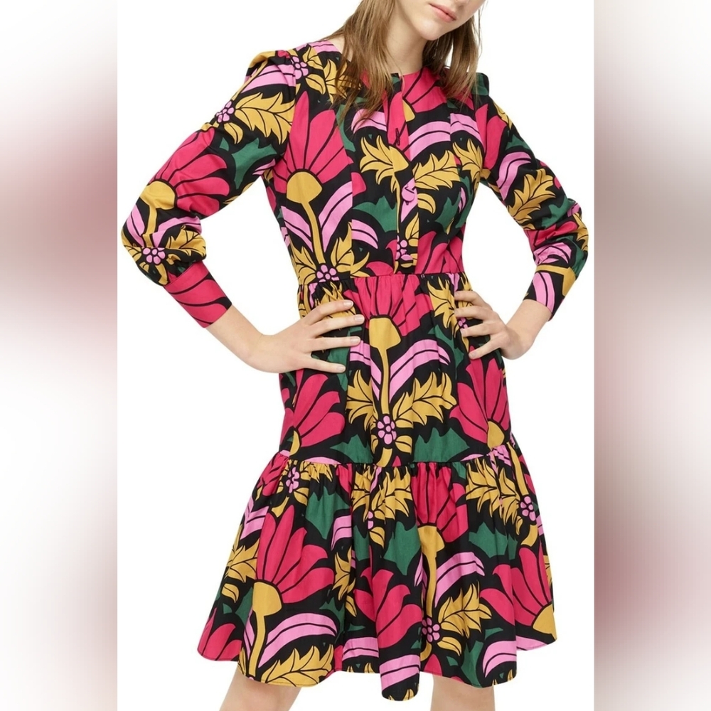 J. CREW Ratti Grandi Fiori Tiered Popover Dress 